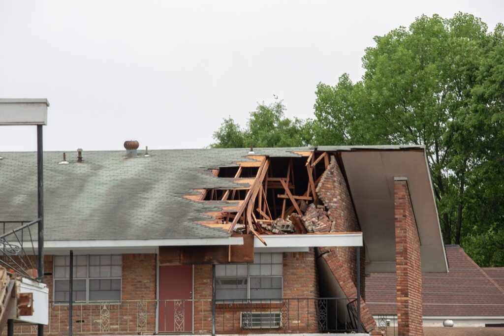 Roof ripped off of home by hurricane